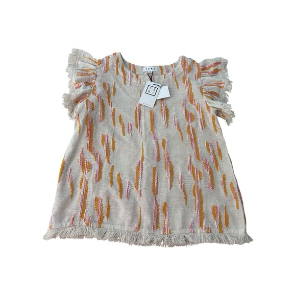 THML Tops - THML Top Embroidered Short Sleeve Colorful Preppy Boho NWT- Size XS